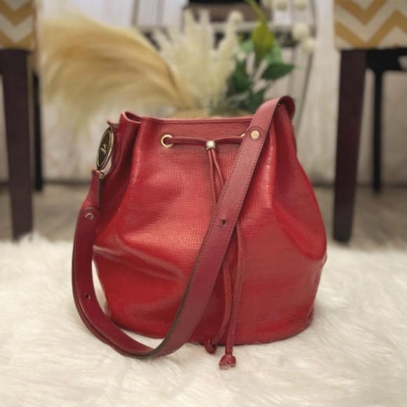 Dior Bags Vintage Dior Red Leather Bucket Bag Poshmark